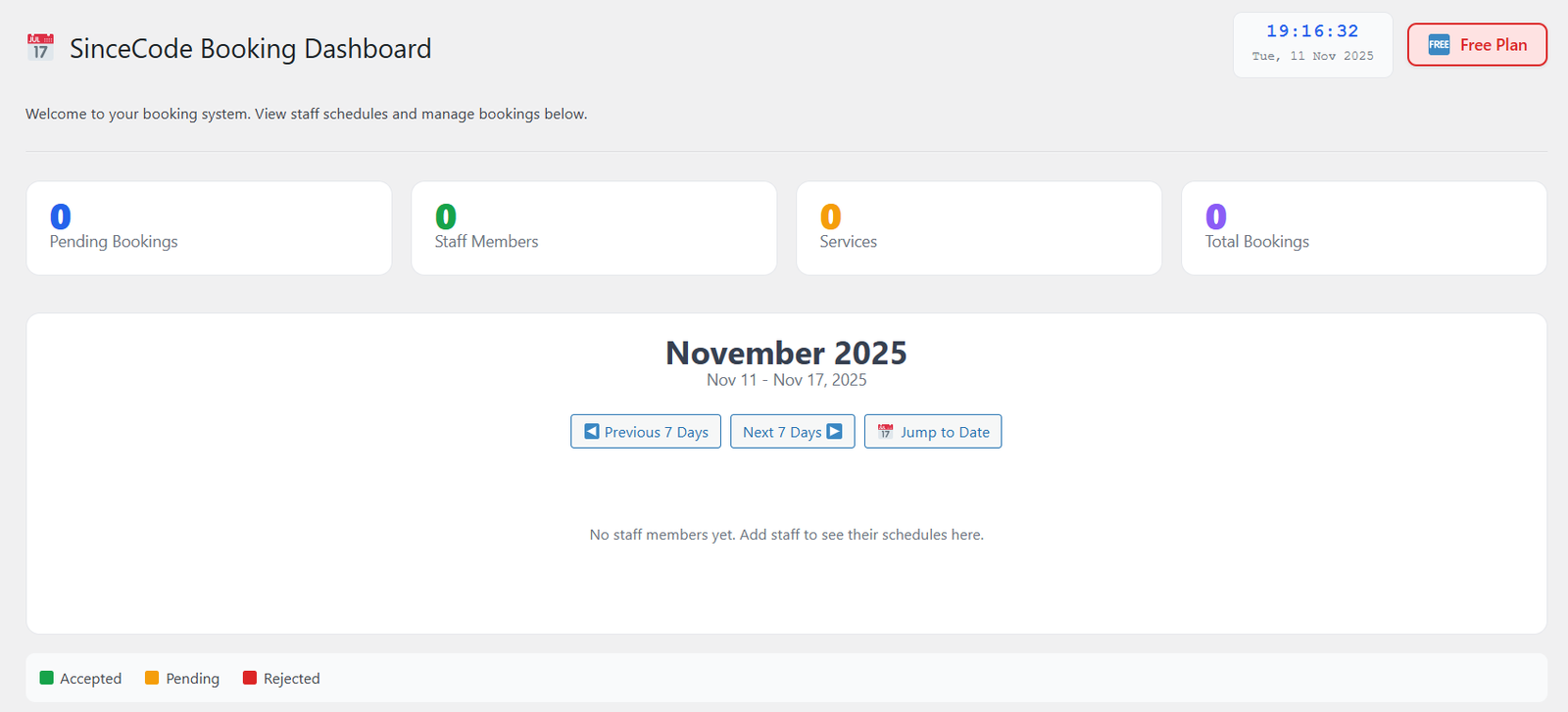 SinceCode Booking Dashboard
