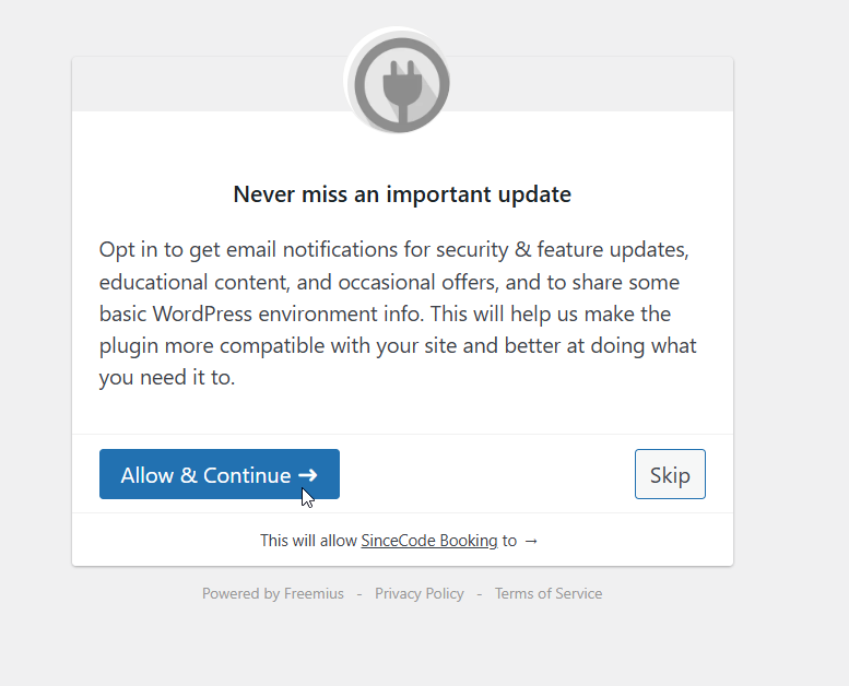Email notification opt-in screen